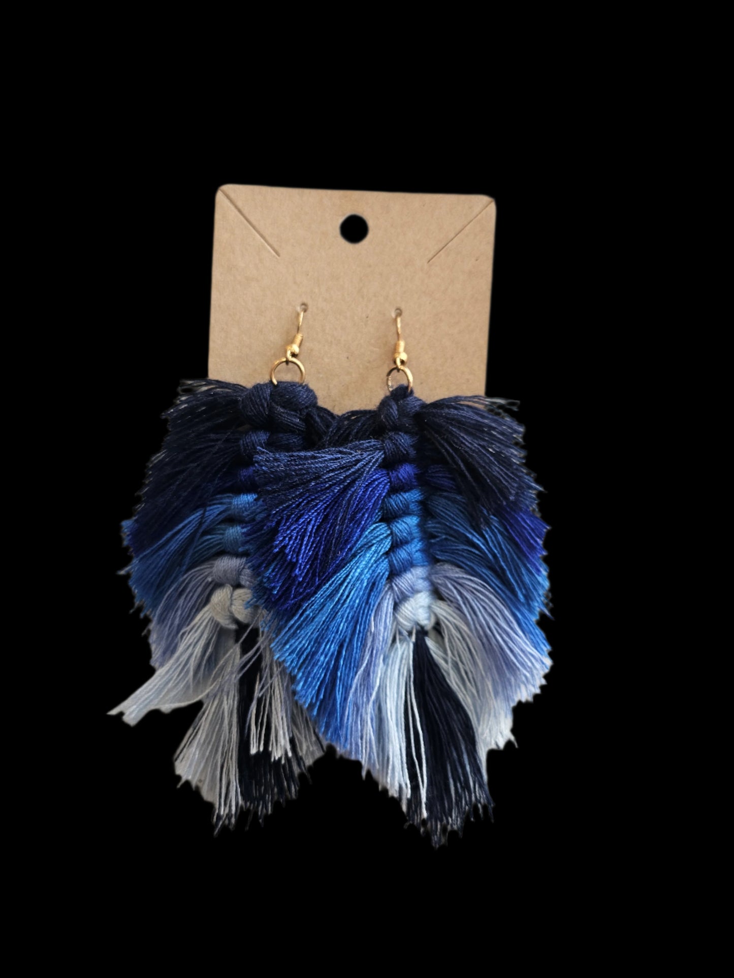 Large Tassel Earrings - Dark Blue Shades