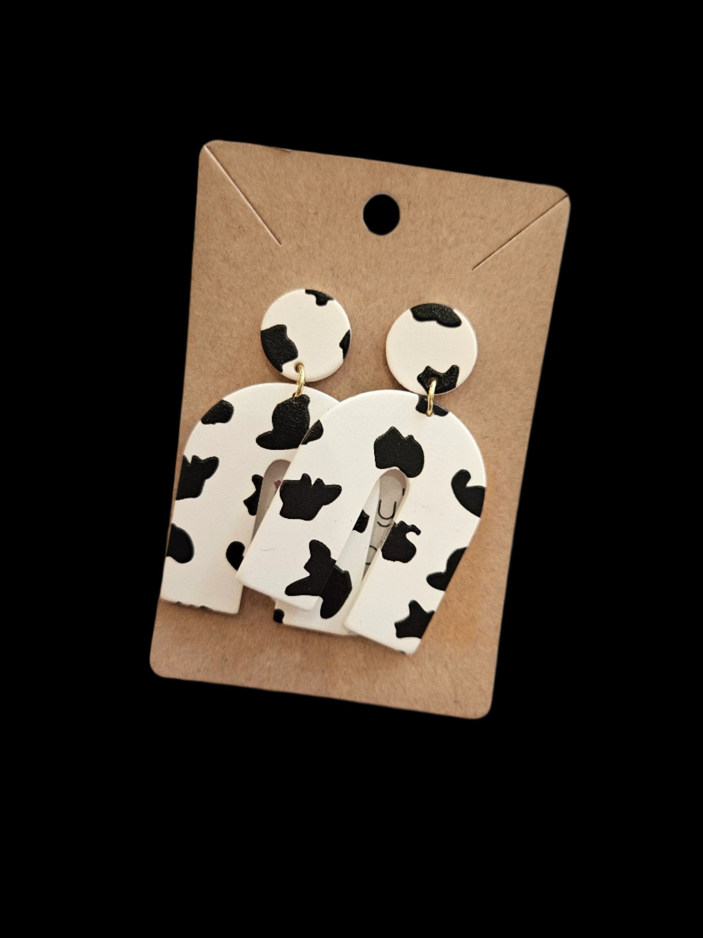 Cow Print Clay Earrings