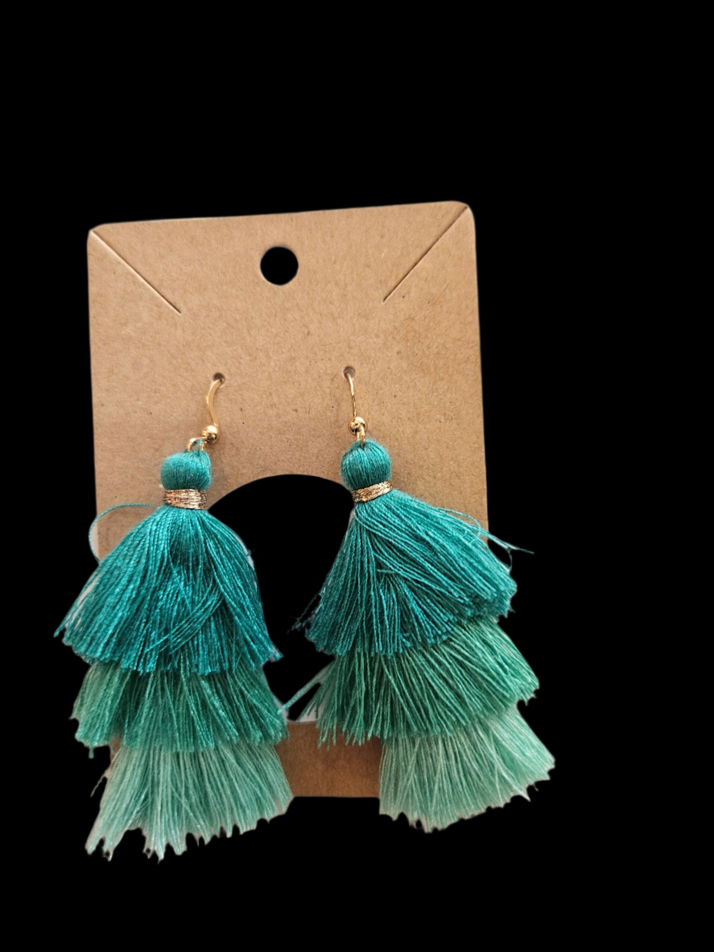 Small Tassel Earrings - Teal