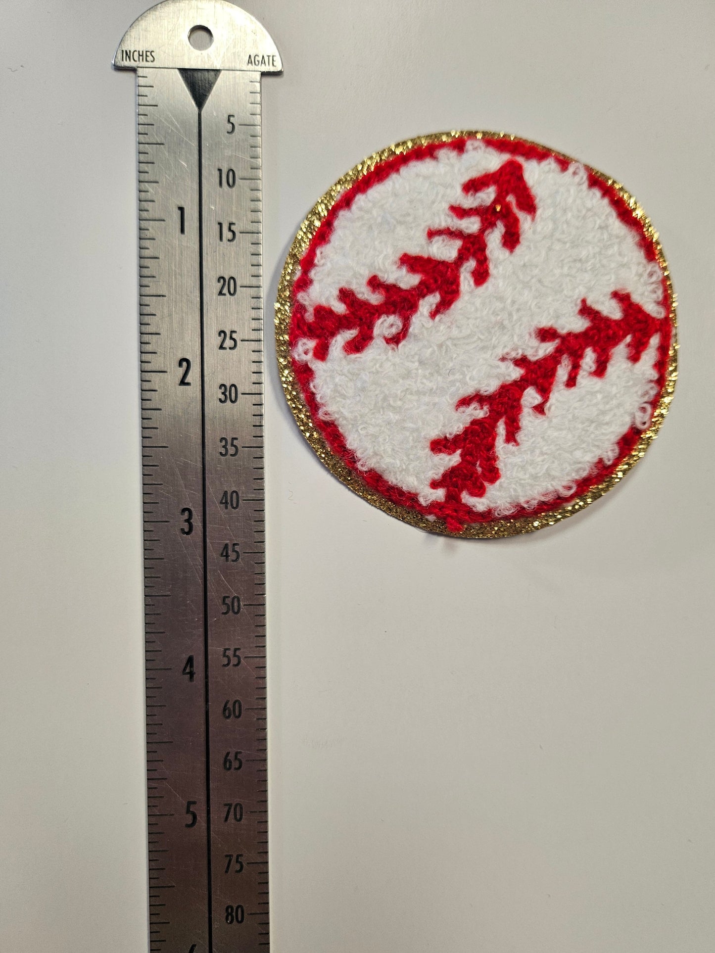 Iron On Patch - Baseball w/ Red Outline