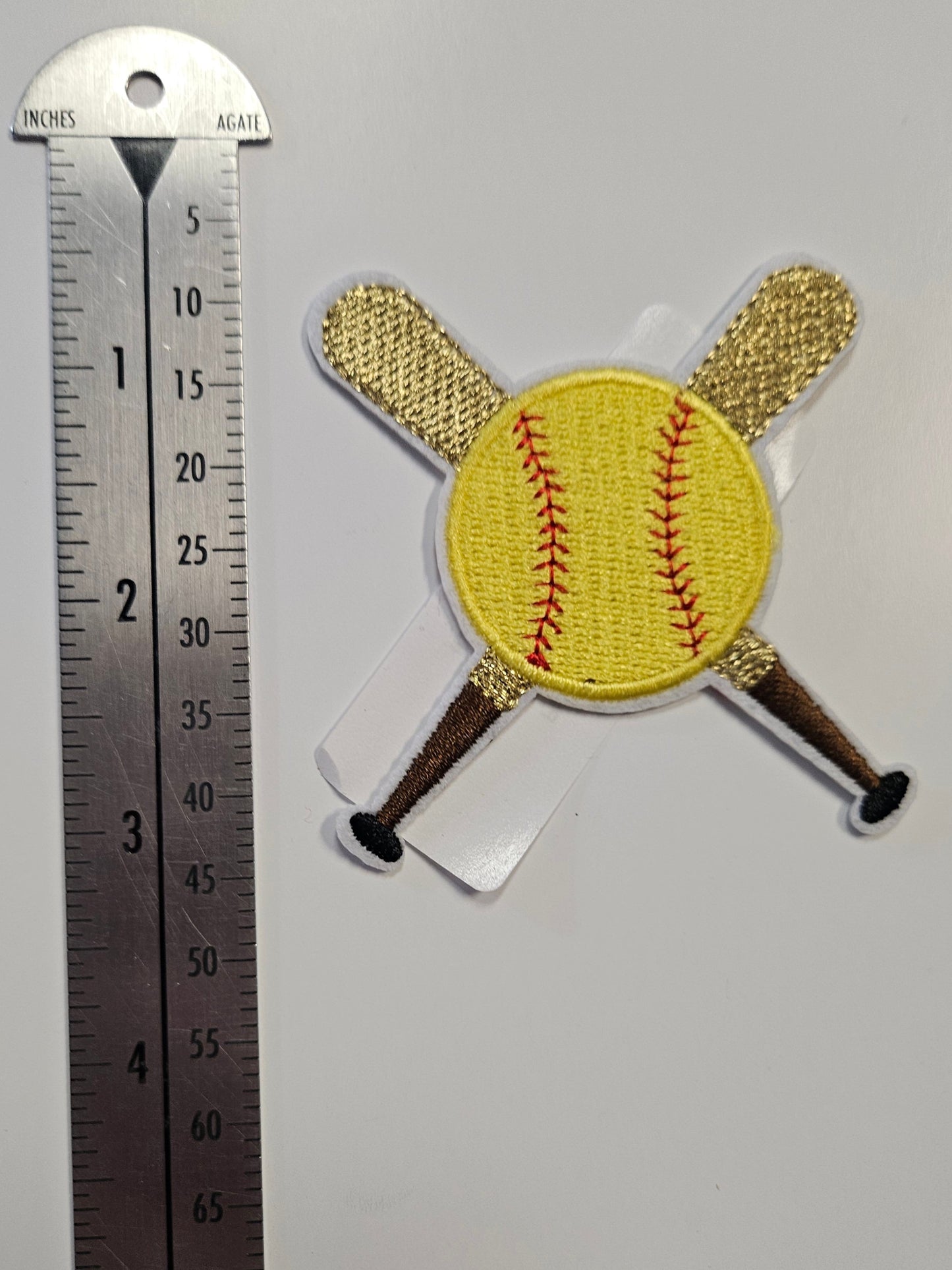 Iron On Patch - Softball and Bat