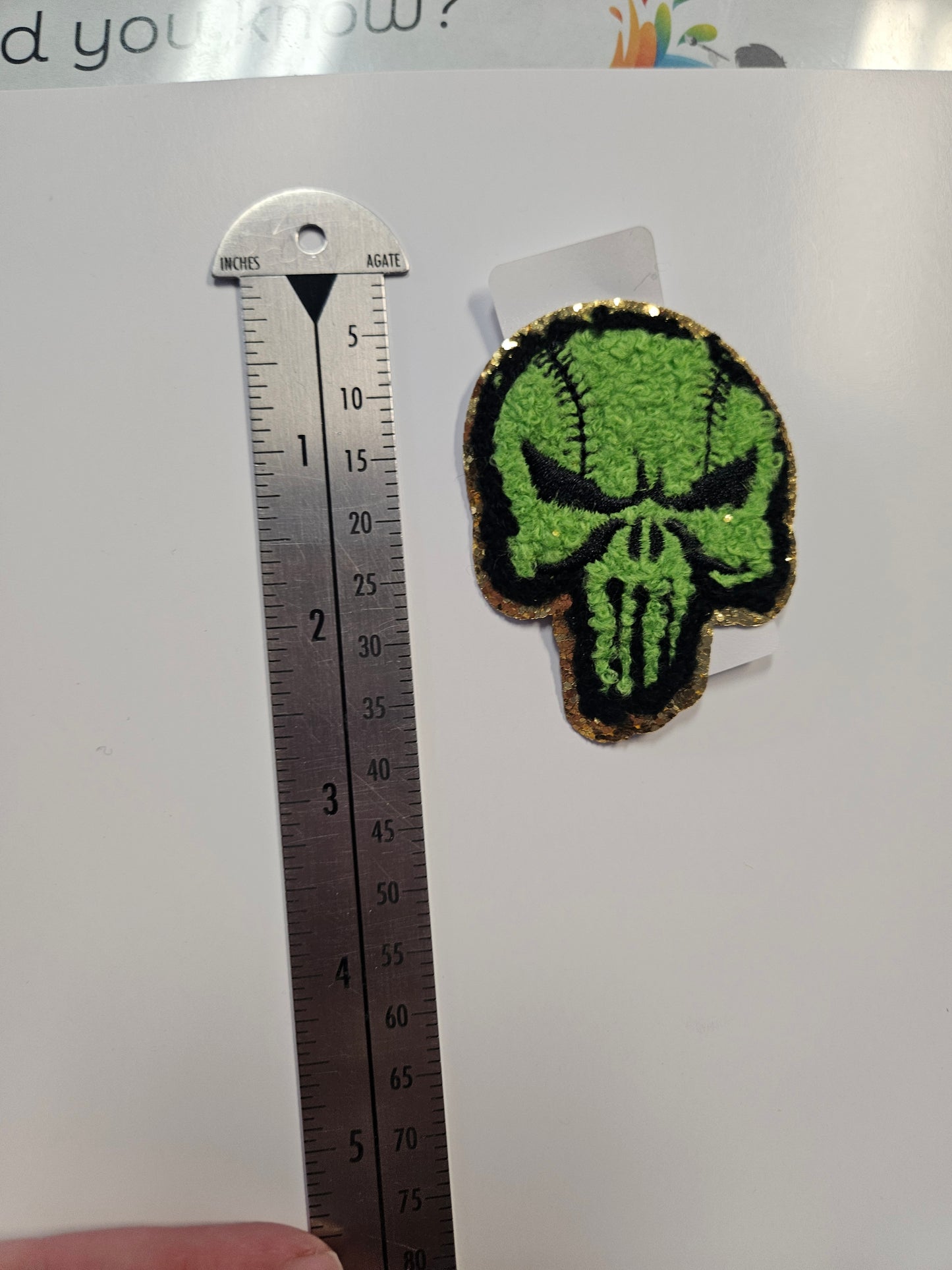 Iron On Patch - Green Skull