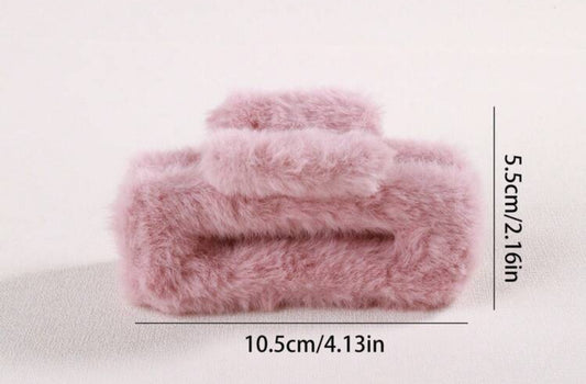 Fuzzy Pink Hair Clip