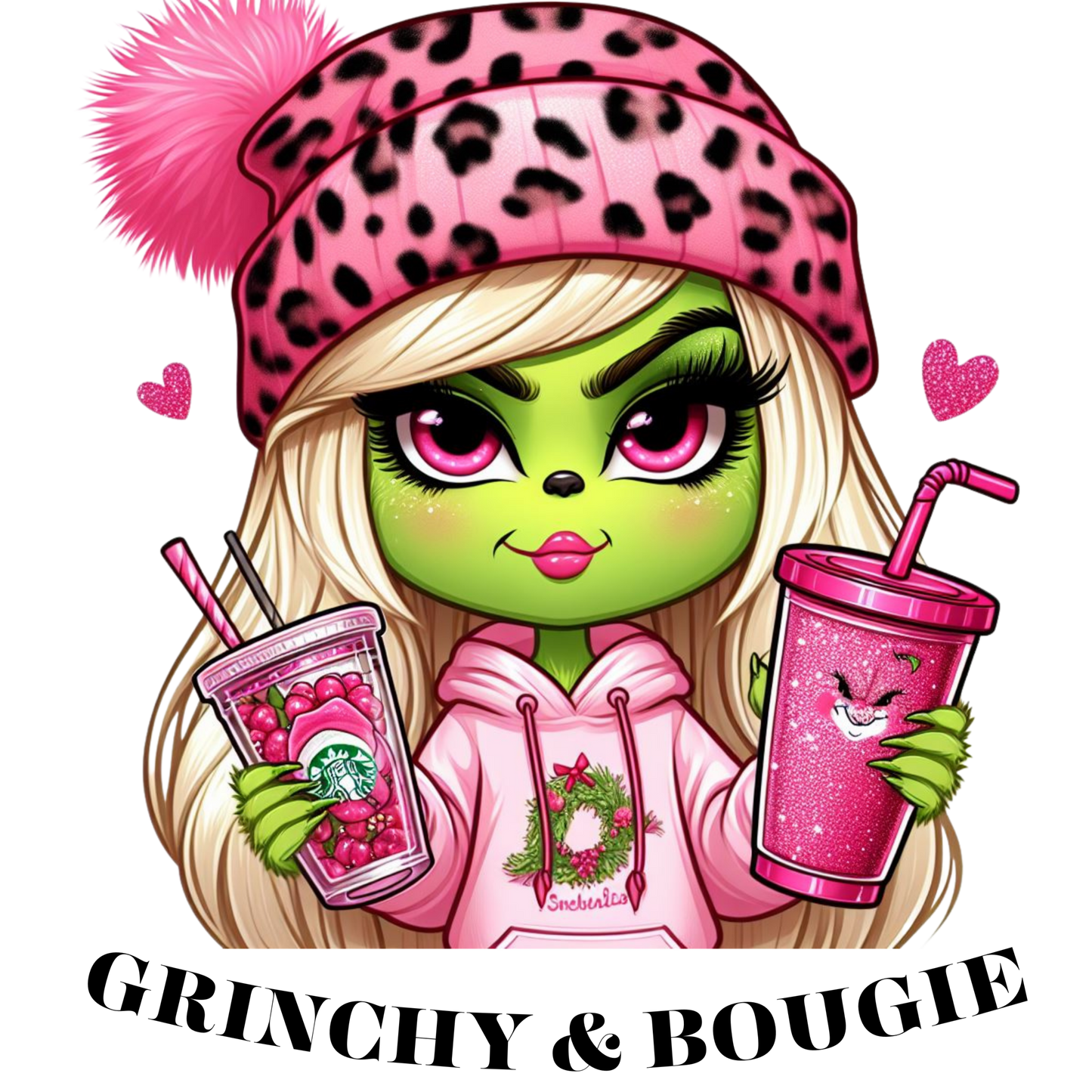 "Grinchy & Bougie" Pink Grinch DTF