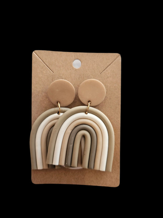 Neutral Rainbow Clay Earrings