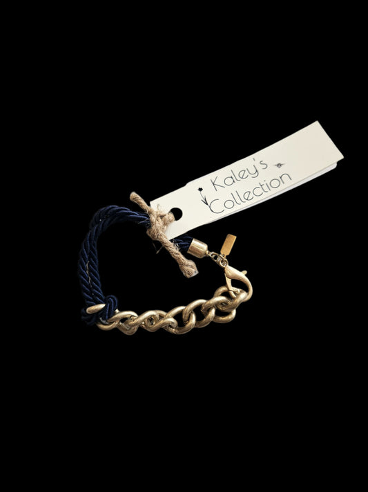 Navy Rope and Chain Bracelet