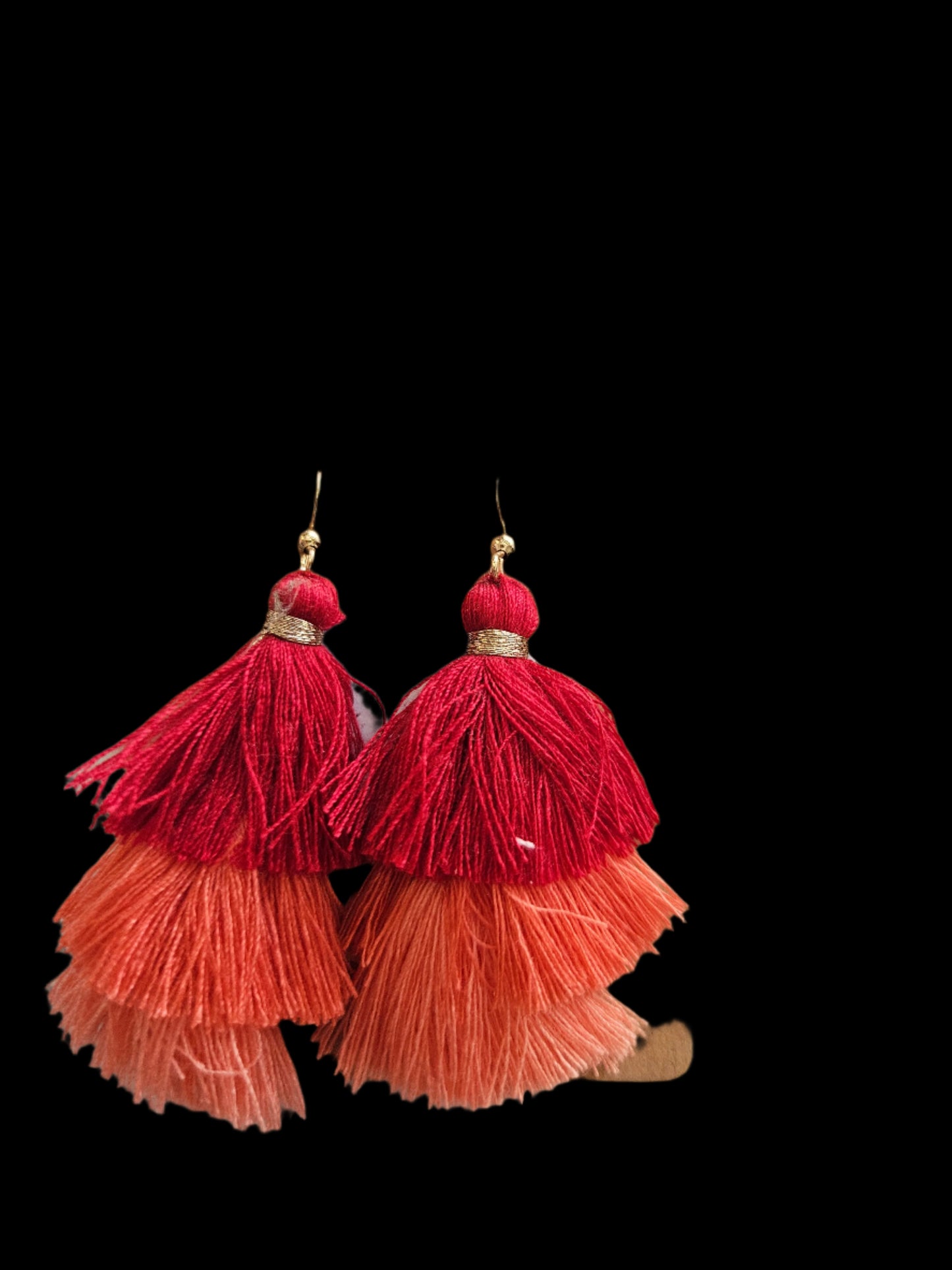 Small Tassel Earrings - Red/Orange