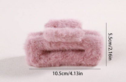 Fuzzy Pink Hair Clip